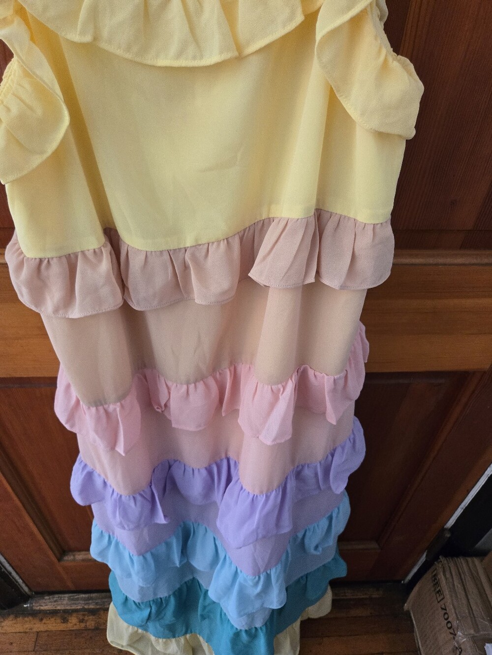 vestique Pale Yellow Ruffle Tiered Dress